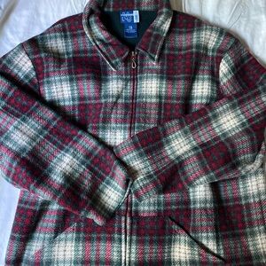 Vintage Plaid‎ Fleece Red Jacket Large Heritage Cozy Layering Granola Outdoorsy